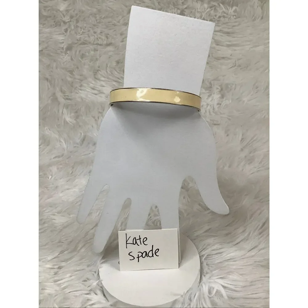 Kate Spade New York Gold Plated Cream Enamel Bangle Bracelet Minimalist A4-34 - Picture 3 of 4